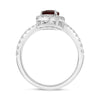 LARGE 1.19CT DIAMOND & AAA RUBY 14K WHITE GOLD PEAR SHAPE ROUND CRISS CROSS RING