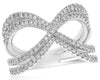 ESTATE .75CT DIAMOND 14K WHITE GOLD 3D DOUBLE ROW CRISS CROSS INFINITY LOVE RING