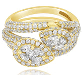 WIDE 2.76CT DIAMOND 14KT YELLOW GOLD MULTI SHAPE INVISIBLE MULTI ROW SNAKE RING