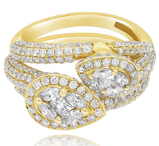 WIDE 2.76CT DIAMOND 14KT YELLOW GOLD MULTI SHAPE INVISIBLE MULTI ROW SNAKE RING