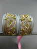 LARGE 1.26CT WHITE PINK & FANCY YELLOW DIAMOND 18KT TRI COLOR GOLD EARRINGS