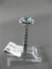 ESTATE .99CT DIAMOND & AAA AQUAMARINE 14KT WHITE GOLD SQUARE HALO ENGAGEMET RING