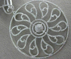 ESTATE EXTRA LARGE 2.0CT DIAMOND 14KT WHITE GOLD 3D OPEN FILIGREE FLOWER PENDANT