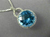 ESTATE LARGE 6.60CT DIAMOND & BLUE TOPAZ 14KT WHITE GOLD HALO ROUND HALO PENDANT