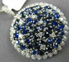 ESTATE LARGE 3.22CT DIAMOND & AAA SAPPHIRE 14KT WHITE GOLD ROUND CLUSTER PENDANT