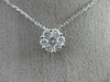 ESTATE .55CT DIAMOND 14K WHITE GOLD CLASSIC ROUND FLOWER FLOATING PENDANT #25944