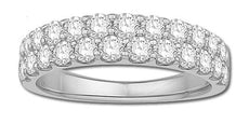 ESTATE WIDE 1.50CT DIAMOND 14KT WHITE GOLD 3D 2 ROW SHARE PRONG ANNIVERSARY RING