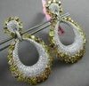 ESTATE LARGE 14.62CT WHITE & MULTI FANCY DIAMONDS 18KT 2 TONE GOLD DROP EARRINGS
