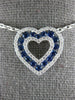 ESTATE LARGE 1.26CT DIAMOND & AAA SAPPHIRE 18KT WHITE GOLD OPEN HEART PENDANT