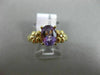 ESTATE 1.02CT DIAMOND & AAA OVAL AMETHYST 14KT YELLOW GOLD 3D FLOWER FUN RING