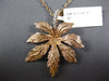 ESTATE LARGE .04CT DIAMOND 14KT ROSE GOLD 3D HANDCRAFTED FALLING LEAF PENDANT