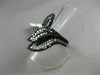 ESTATE WIDE 2.38CT WHITE & BLACK DIAMOND 14KT WHITE GOLD 3D MULTI LEAF LOVE RING