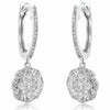 ESTATE .72CT DIAMOND 14KT WHITE GOLD 3D FLOWER HUGGIE HANGING EARRINGS