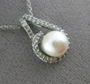 ESTATE .20CT DIAMOND & SOUTH SEA PEARL 14K WHITE GOLD HALO 3D FLOATING PENDANT