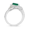 LARGE 2.91CT DIAMOND & AAA EMERALD 14KT WHITE GOLD MULTI SHAPE 3 STONE LOVE RING