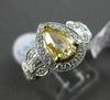 ESTATE 1.87CT FANCY YELLOW DIAMOND 18K TWO TONE GOLD 3D FILIGREE ENGAGEMENT RING