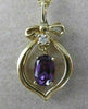 ESTATE 1CTW HANGING DIAMOND AMETHYST 14K GOLD OPEN BOW PENDANT + CHAIN #21Mx11MM
