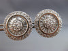 ESTATE LARGE CZ 14KT WHITE GOLD CLASSIC MULTI ROW CLUSTER STUD EARRINGS  #21692