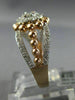 ESTATE LARGE .6CT ROUND & BAGUETTE DIAMOND 14K WHITE & ROSE GOLD FRIENDSHIP RING