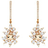 1.45CT DIAMOND & AAA MORGANITE 14K ROSE GOLD PEAR SHAPE & ROUND HANGING EARRINGS