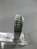 WIDE .56CT WHITE & BLUE DIAMOND 14K WHITE GOLD 3D 3 ROW WEDDING ANNIVERSARY RING