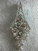 LARGE 1.0CT DIAMOND 14KT WHITE GOLD TEAR DROP FILIGREE FLOWER INFINITY PENDANT