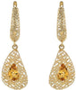 ESTATE 1.0CT AAA CITRINE 14KT YELLOW GOLD 3D FILIGREE TEAR DROP HANGING EARRINGS