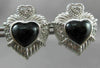 ESTATE SILVER 925 ONYX & WHITE SAPPHIRE HEART JUDITH RIPKA EARRINGS CUTE! #20651