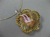 ESTATE LARGE .12CT DIAMOND 14KT YELLOW GOLD 3D 5 CLOVER LEAF BASKET LOVE PENDANT