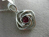 ESTATE LARGE 2.13CT DIAMOND RUBY 18K WHITE GOLD SQUARE SWIRL DOUBLE HALO PENDANT