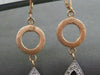 ESTATE LARGE .46CT DIAMOND 14KT WHITE & ROSE GOLD 3D PEAR DROP HANGING EARRINGS