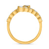 WIDE .90CT DIAMOND 14KT YELLOW GOLD 3D ROUND BEZEL 3 ROW CRISS CROSS LOVE RING