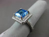 ESTATE LARGE 9.85CT DIAMOND & AAA BLUE TOPAZ 14KT WHITE GOLD 3D SQUARE HALO RING