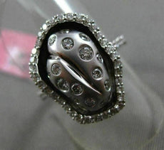 ESTATE LARGE .65CT DIAMOND 18KT WHITE GOLD 3D NUGGET HALO MATTE & SHINY FUN RING