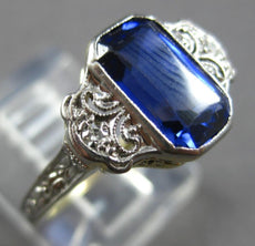 1.84CT OLD MINE DIAMOND & AAA SAPPHIRE 14K 2 TONE GOLD 3D ENGAGEMENT RING #27941