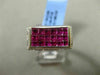 ESTATE WIDE 2.22CT DIAMOND & AAA RUBY 18KT WHITE GOLD CURVED RECTANGLE FUN RING