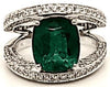 ESTATE LARGE 5.96CT DIAMOND & AAA EMERALD 18KT 2 TONE GOLD CUSHION & ROUND RING