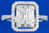 WIDE .88CT DIAMOND 18KT WHITE GOLD ROUND & BAGUETTE 3D CLASSIC ANNIVERSARY RING