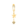 .35CT DIAMOND 14KT YELLOW GOLD 3D SAFETY PIN STAR & PAVE HEART LINK FUN EARRINGS