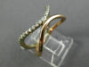 ESTATE WIDE .23CT DIAMOND 14KT WHITE & ROSE GOLD 3D DOUBLE ROW SWIRL FUN RING