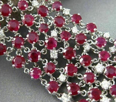 ESTATE EXTRA WIDE 38.47CT DIAMOND RUBY 18KT WHITE GOLD 3D ETOILE TENNIS BRACELET