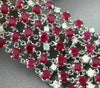 ESTATE EXTRA WIDE 38.47CT DIAMOND RUBY 18KT WHITE GOLD 3D ETOILE TENNIS BRACELET