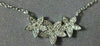 ESTATE .13CT DIAMOND 14K WHITE GOLD CLASSIC PAVE THREE STAR FLOWER LOVE NECKLACE