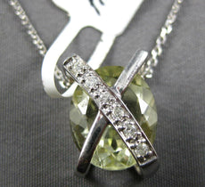 5.88CT DIAMOND & AAA GREEN AMETHYST 14KT WHITE GOLD OVAL X LOVE FLOATING PENDANT