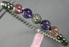 ESTATE .60CT DIAMOND AMETHYST & PINK QUARTZ 14KT BLACK GOLD 3D BANGLE BRACELET