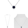 2.39CT DIAMOND & AAA SAPPHIRE 18KT WHITE GOLD ROUND SOLITAIRE HALO LOVE NECKLACE