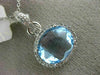 ESTATE LARGE 6.68CT DIAMOND & AAA BLUE TOPAZ 14KT WHITE GOLD OVAL HALO PENDANT