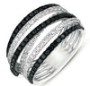 WIDE 1.48CT WHITE & BLACK DIAMOND 14KT WHITE GOLD 3D MULTI ROW CRISS CROSS RING