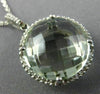 ESTATE EXTRA LARGE 1.13CT DIAMOND & GREEN AMETHYST 14KT WHITE GOLD HALO PENDANT