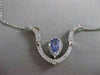 ESTATE DIAMOND TANZANITE 14K WHITE GOLD OPEN HANGING NECKLACE PENDANT #15563